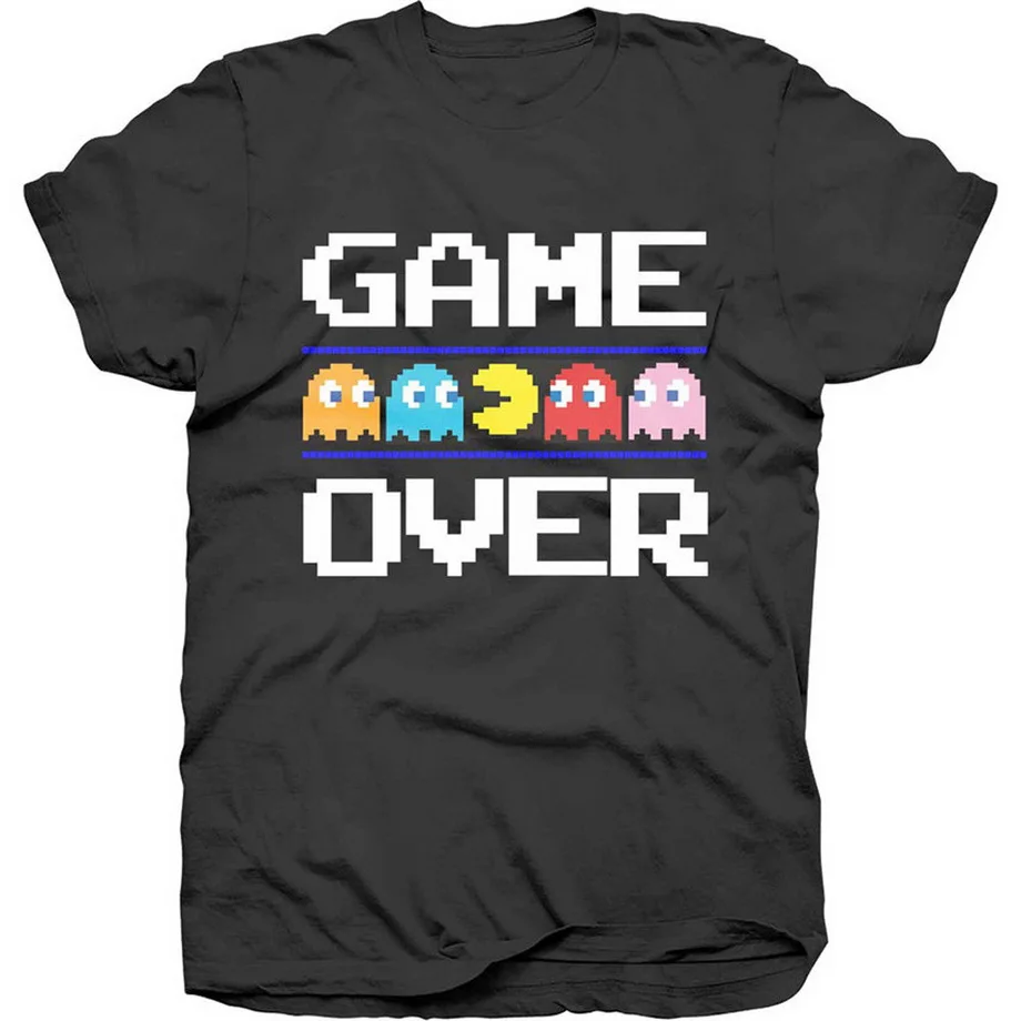 Pac Man Game Over Classic Official Pacman Namco аркадная игра Черная Мужская футболка классная