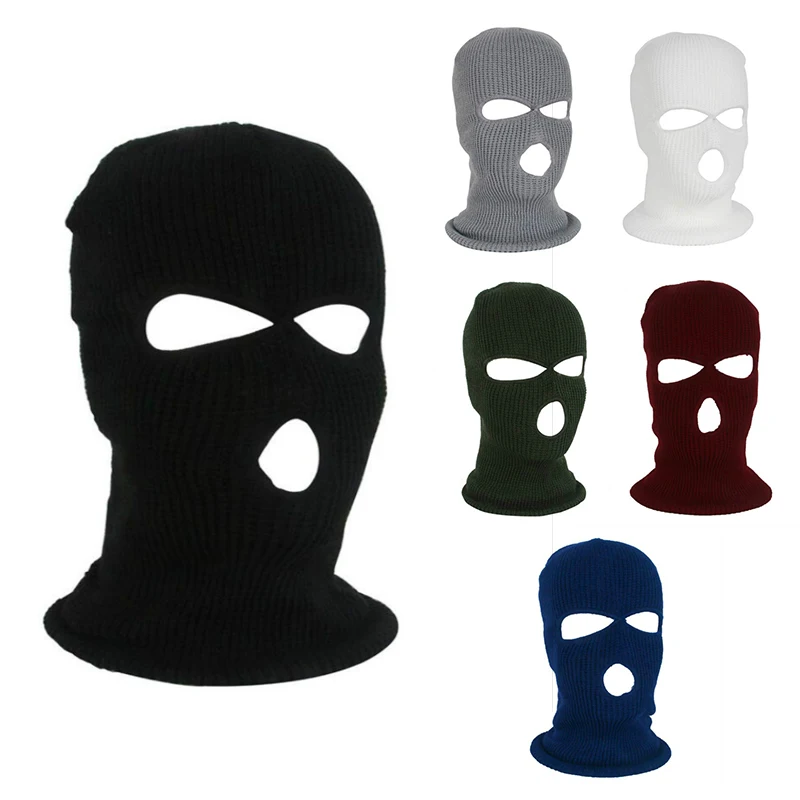 

3 Hole 6 Colors Wool Windproof Mask Bicycle Mask Outdoor Sports Winter Warm Ski Hiking Fishing Windproof Balaclava Mask Hat