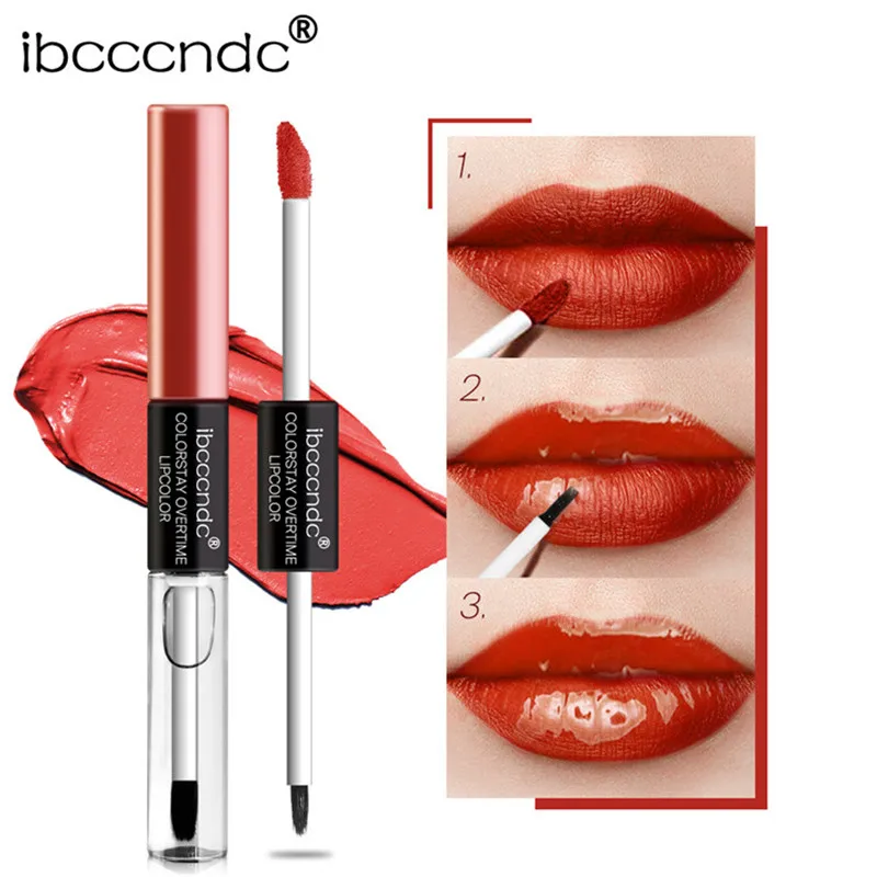 Ibcccndc 2 в 1 с двойной головкой жидкая матовая губная помада блеск