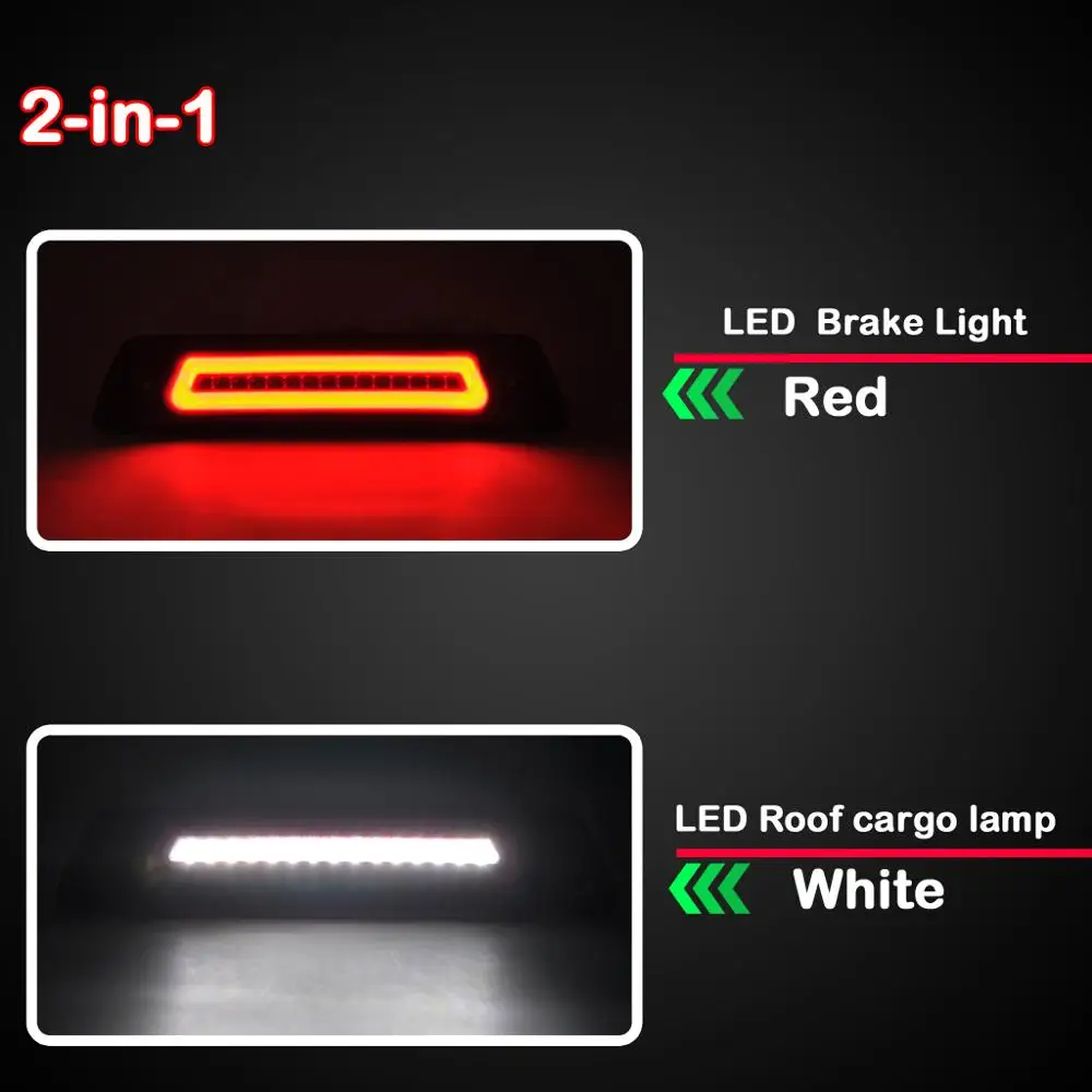 

For Ford F-150 Explorer Sport Trac Lincoln mark LT 2-in-1 Rear Red LED Third Brake Stop Light White Roof Cargo Lamp