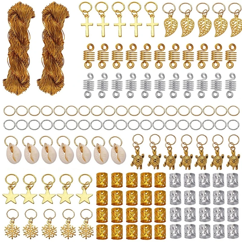 

200pcs Hair Jewelry Rings with Metallic Cord Aluminum Dreadlocks Hair Accessory