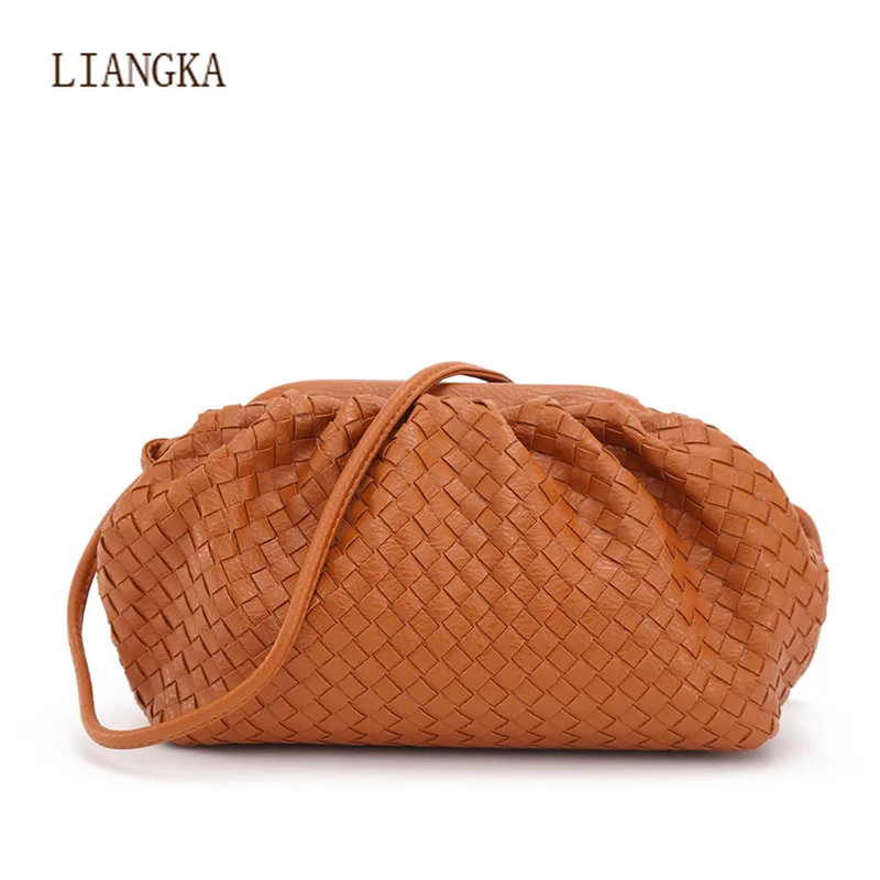

2021 New Style Women Clutch Purse Fashion Designer Knitting PU Leather Crossbody Female Shoulder Bag Lady Clutch Pouch Bag
