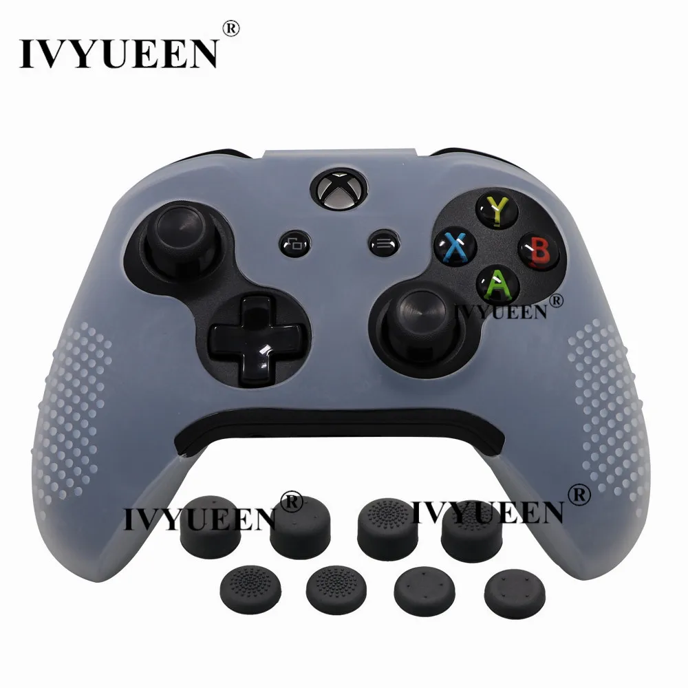 Бесцветный IVYUEEN 9 в 1 силиконовый чехол для Xbox One X S контроллер и 8 шт. аналоговая ручка крышки - Цвет: Бесцветный