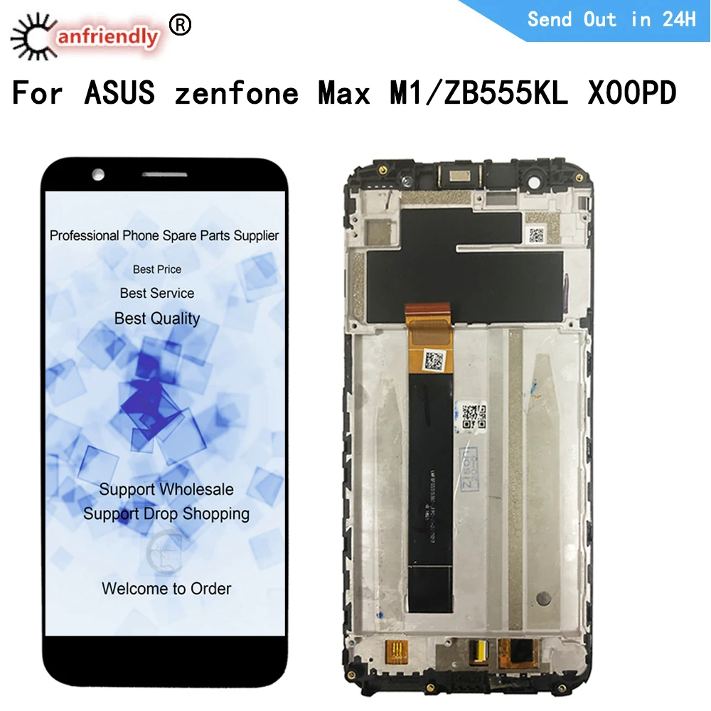 Pantalla LCD para ASUS Zenfone Max M1 ZB555KL X00PD, digitalizador de pantalla t&aacute;ctil con montaje de marco, panel de repuesto de cristal LCD-0