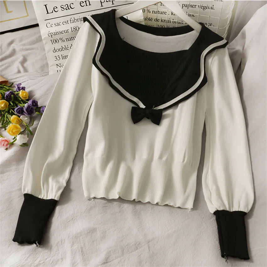 

Autumn Winter Sweet Cute Tops Knitted Sweater Women Long Sleeve Elegant Sweaters Jumper Japan Korean Fashion Pull Femme