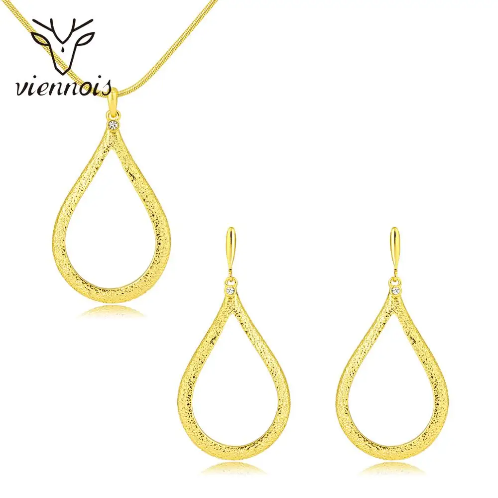 Комплект ювелирных изделий с подвеской в виде капли воды ожерелье и серьги