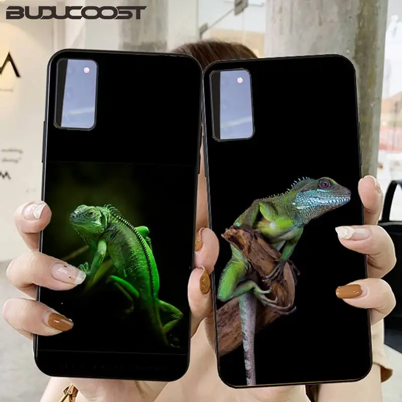 

Cute Lizard Black Phone Case Hull For Samsung Galaxy S6 7 8 9 10 20 S6 7 Edge Plus S9 10 Plus Elite S20 UITRA