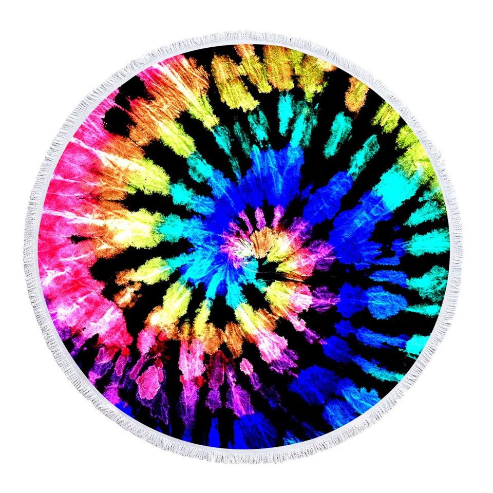 Blesslive Tie Dye круглое пляжное полотенце роскошный цветной гобелен с кисточками акварельный Цветущий Коврик для йоги Tye Dye Toalla Полотенце 150 см