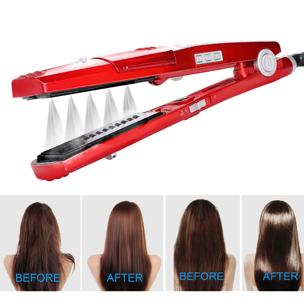 

Hair Straightener Professional Vapor Spray Fast Heating Steampod Hair Straightener Steam Straightening Hair Styler LCD Flat Iron