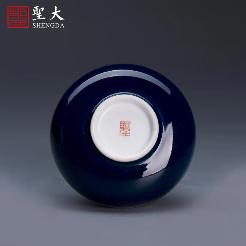 

ceramic kung fu tea sample tea cup ji blue hand-painted landscape lamp that all hand of jingdezhen tea service master