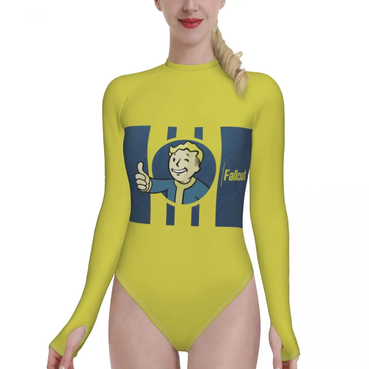 

Женский винтажный купальник Fallout, купальный костюм с длинным рукавом и рюшами, пуш-ап, монокини, купальные костюмы с подкладкой