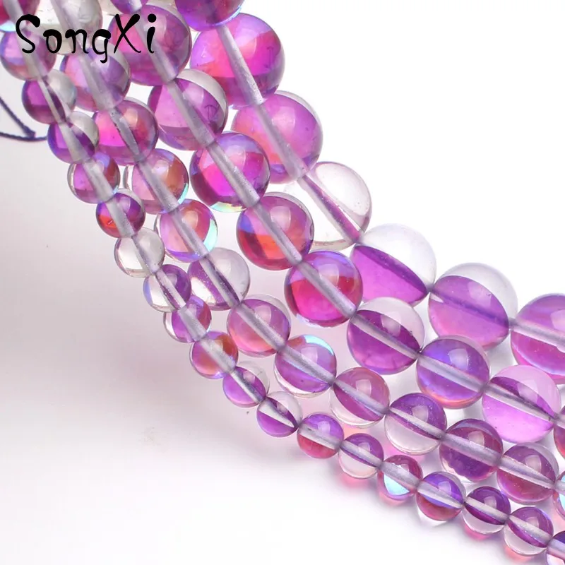 Натуральные фиолетовые блестящие хрустальные бусины 6 8 10 12 мм гладкие круглые