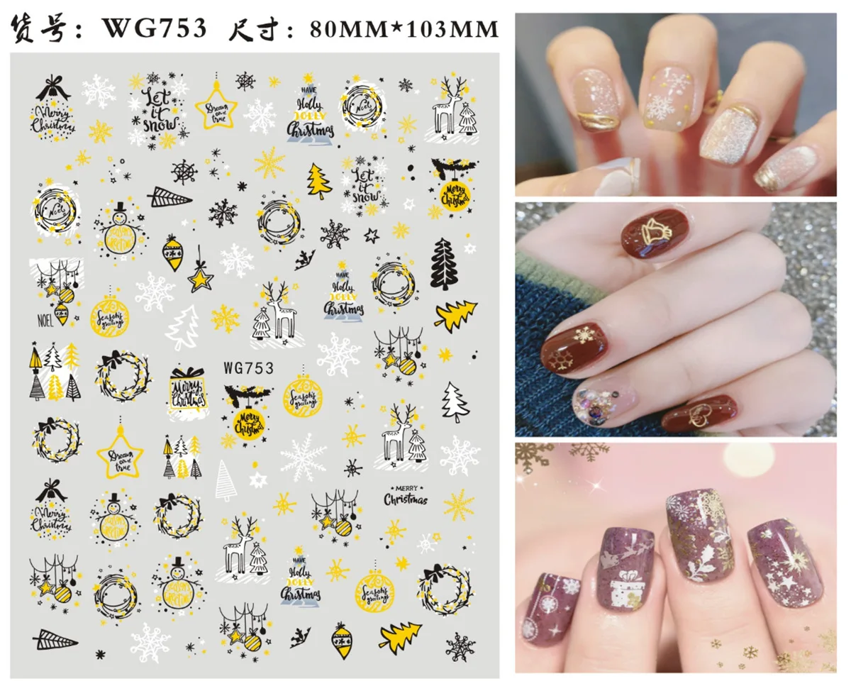 

TXD Christmas Nail Stickers Winter Snowflake Santa Water Sticker Cute Cartoon Transfer Sliders Designs Nail Stickers