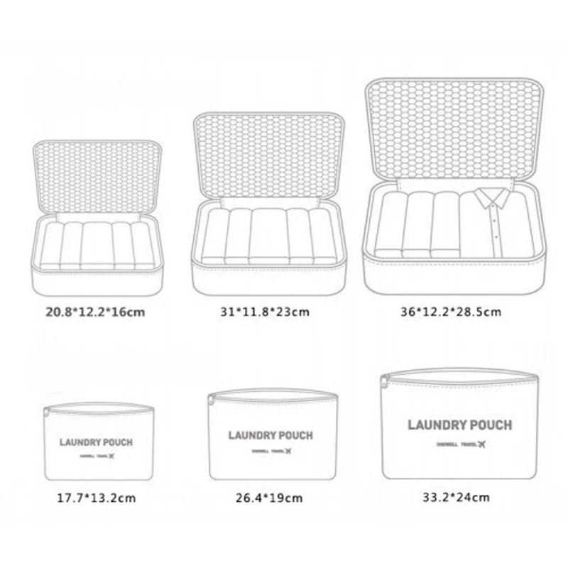 

6 Pieces / Set Large Capacity Travel Storage Storage Bag Luggage Organizer Clothing Sorting Bag Portable Waterproof Storage
