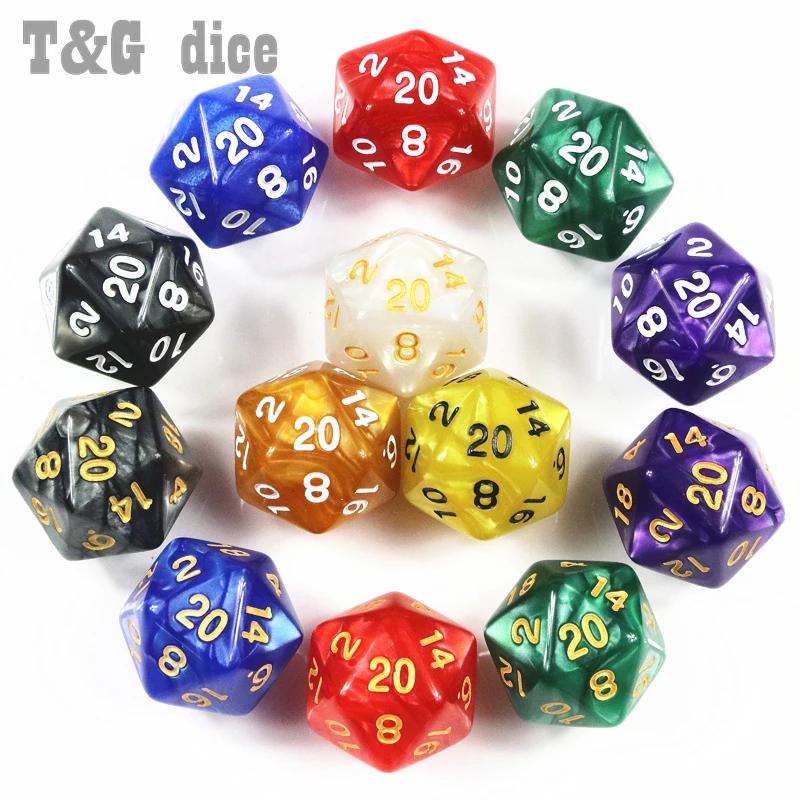 10 шт./партия совершенно новые D20 игральные кости для ролевых игр DnD 20-сторонние