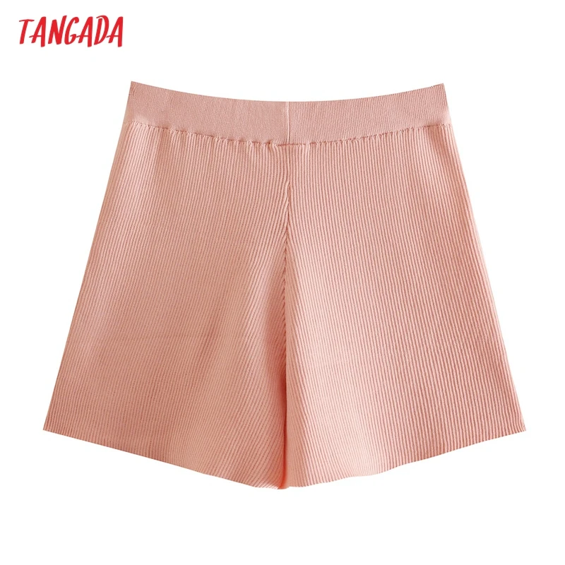 

Tangada Women Elegant Knit Shorts Strethy Waist Female Retro Basic Casual Shorts Pantalones QJ61