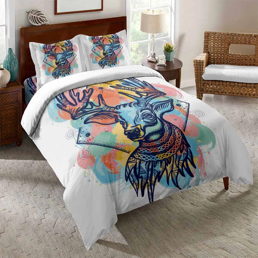 3D Постельное белье с принтом в виде оленей для ухода за кожей набор Queen Размеры