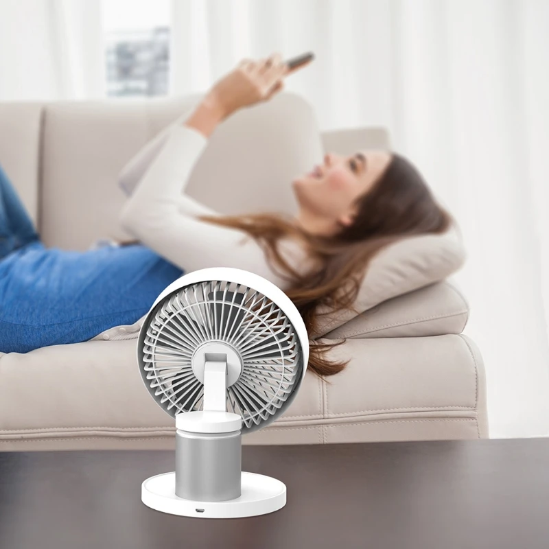 

USB Desk Fan Fordable Table Fan 100 Rotation 3 Speeds Strong Airflow 4000mAh Battery Quiet Operation for Home Office