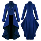 Женская куртка в стиле стимпанк, винтажная, Готическая, Викторианская, осенне-зимняя, армейская форма, средневековая, с длинным рукавом