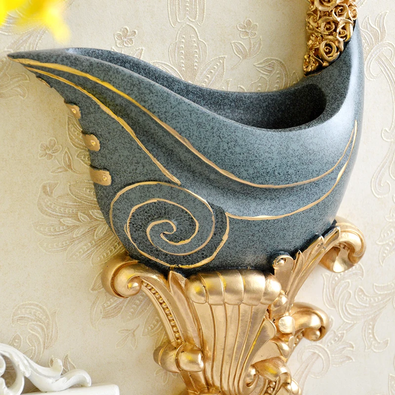 

Resin vase is used to decorate fireplace vase supporting structure like Swan Art Pendant vase wall decoration wedding decoration