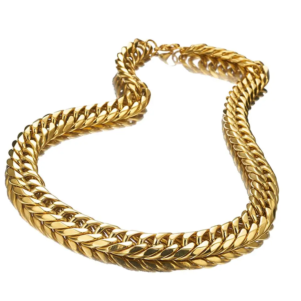 Новая очаровательная металлическая нержавеющая сталь золотой тон 16 мм кубинская