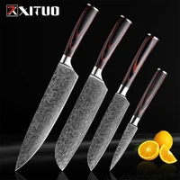 xituo 8inch chef knife 1 8pc japanese damascus steel pattern professional kitchen knives utility santoku cleaver filleting home