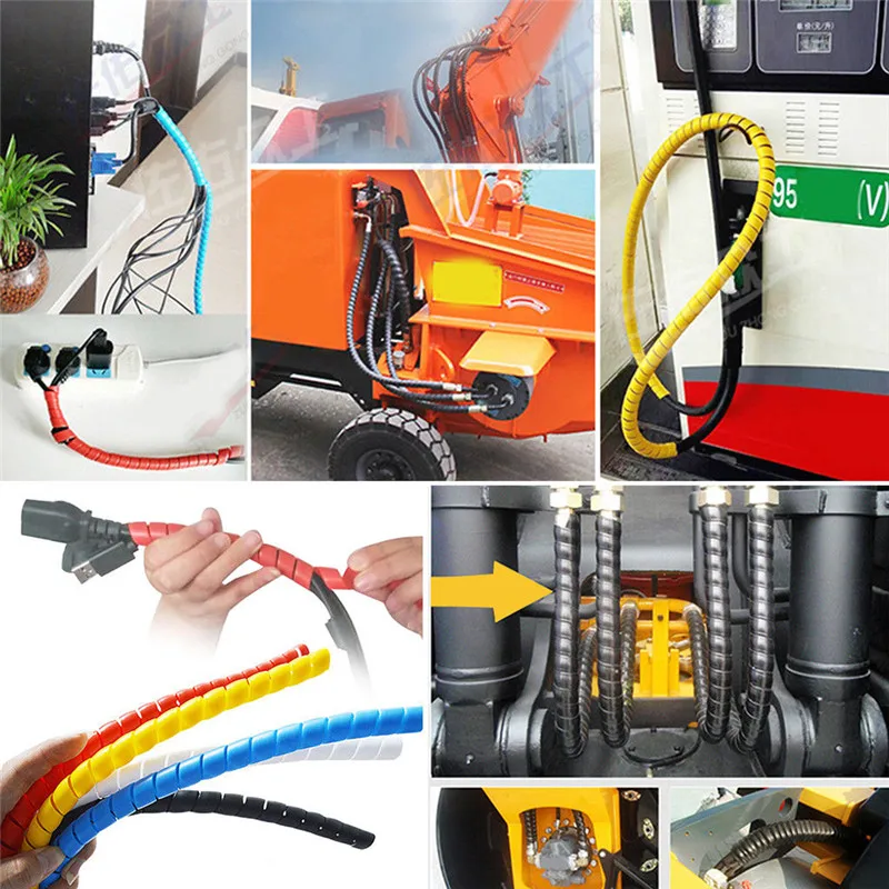 

1M 10mm Spiral Wire Organizer Flame Retardant Cable Sleeve Colorful Cable Casing Cable Sleeves Winding Pipe