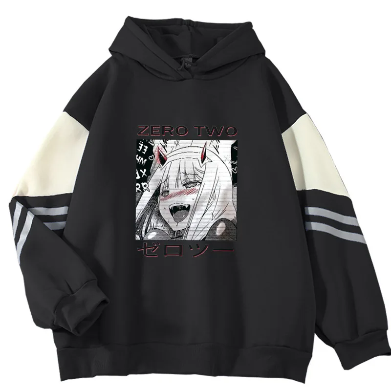 

Anime ZERO TWO Couple Casual Kpop Hooded Sweatshirt Letter Print Long Sleeve Winter Women Harajuku Hoodie Oversize Sport Hood
