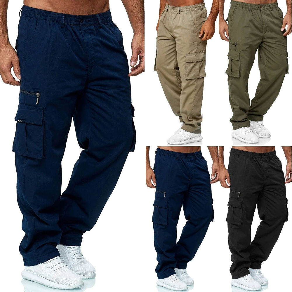 

Men's Casual Cargo Pants Stretchy Summer Cargo Combat Lightweight Work Pants Multi-pocket Hip Hop Harem Pants Slim Fit Trousers