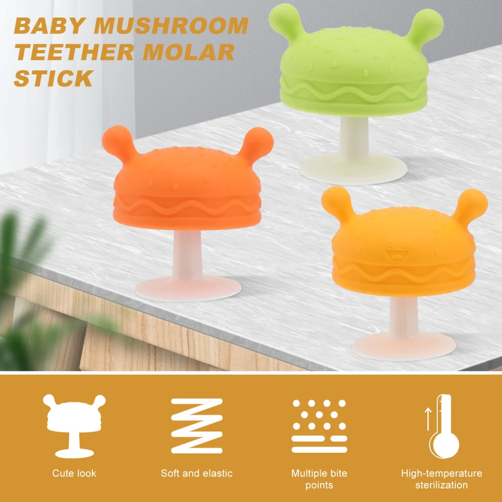 

3Pcs Baby Molar Teether Silicone Self-Soothing Adorable Teething Accessory