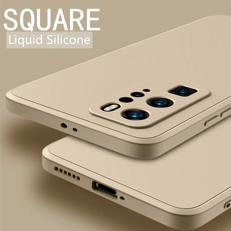 Роскошный квадратный жидкий силиконовый чехол для Huawei P30 P40 Lite P50 P20 Pro Mate 20 30 40 Honor 8X