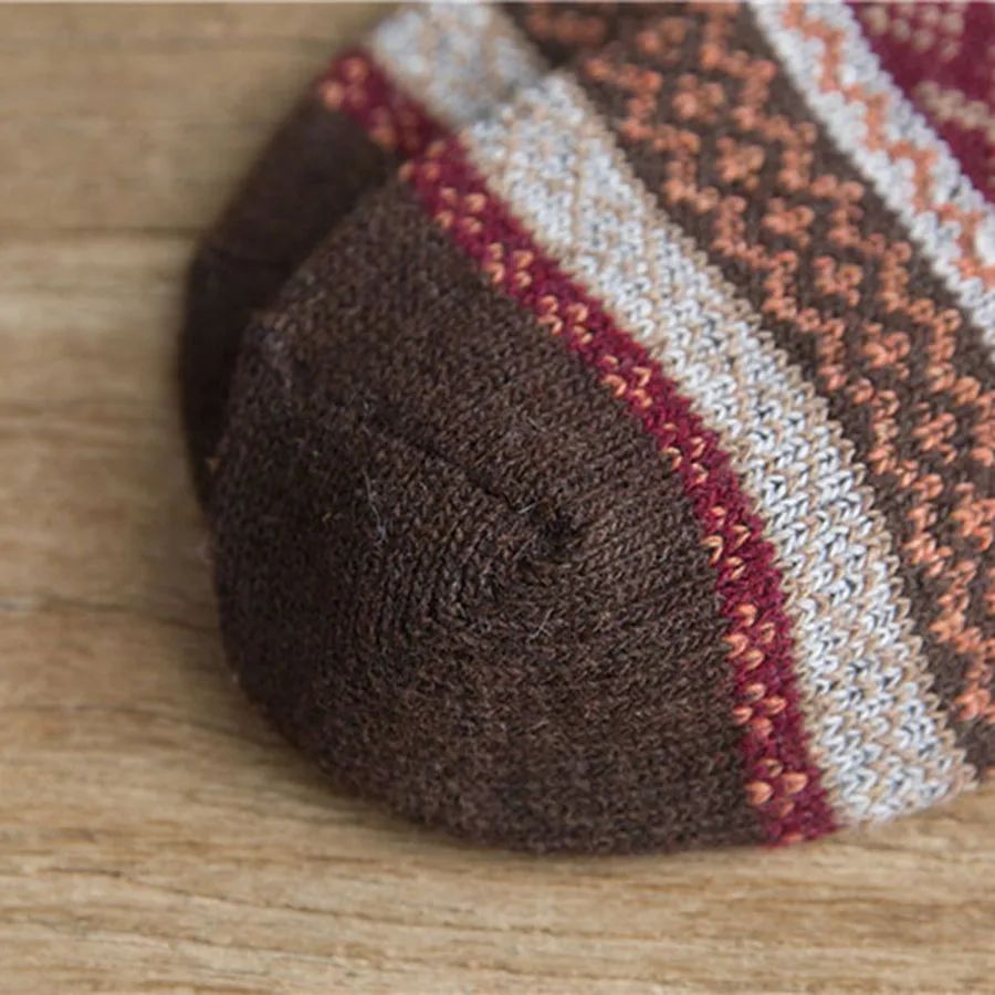 New Autumn Winter Women Wool Socks Thickened Warm Cashmere Cotton Sock Retro Colorful Ladies Towel Dress Socks 5pair