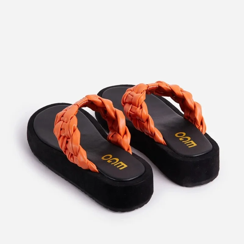 

2021 New Fashion Slippers for Women Round Toe Flat Casual Shoes Women Slide Summer Women's Flip Flops Beach Slipper Big Size