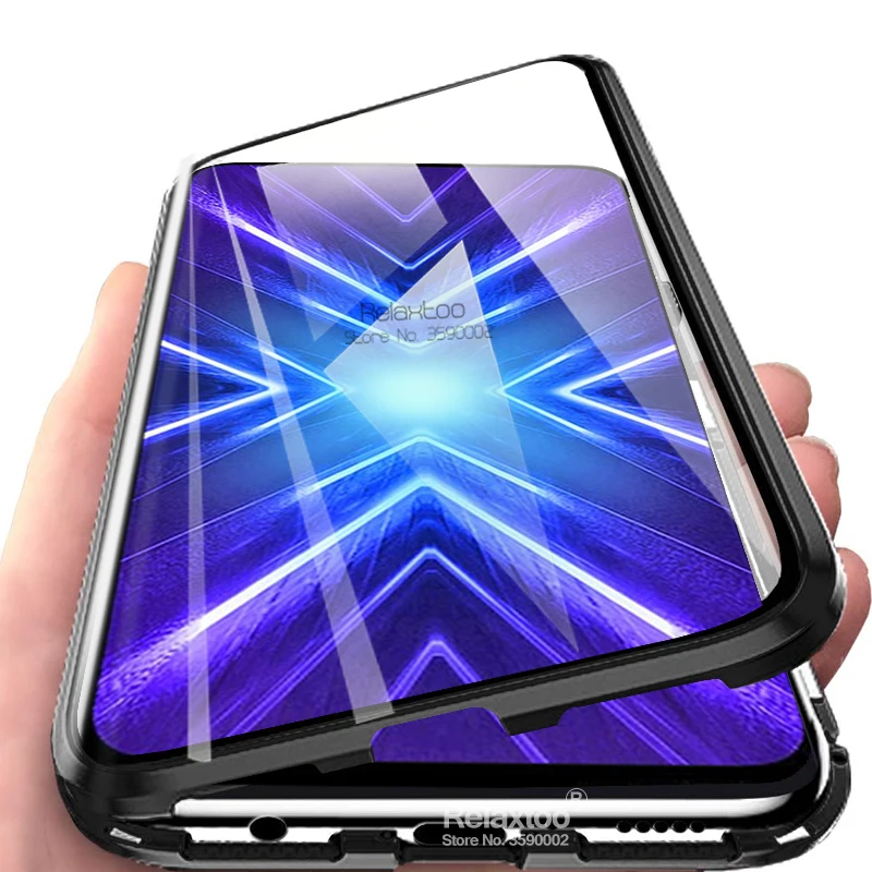 Магнитный чехол с полным покрытием для Honor 9X/9X Premium из закаленного стекла|Бамперы|