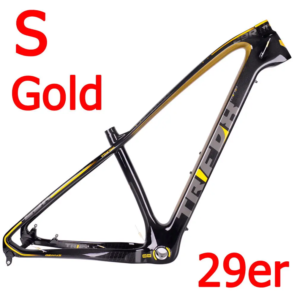 S- Gold TRIFOX горный углерода велосипед рама 15,5/17/19 дюймов MTB углеродная рама 29er горный велосипед рама+ сиденье зажим+ гарнитура 2 года гарантии - Цвет: S- Gold
