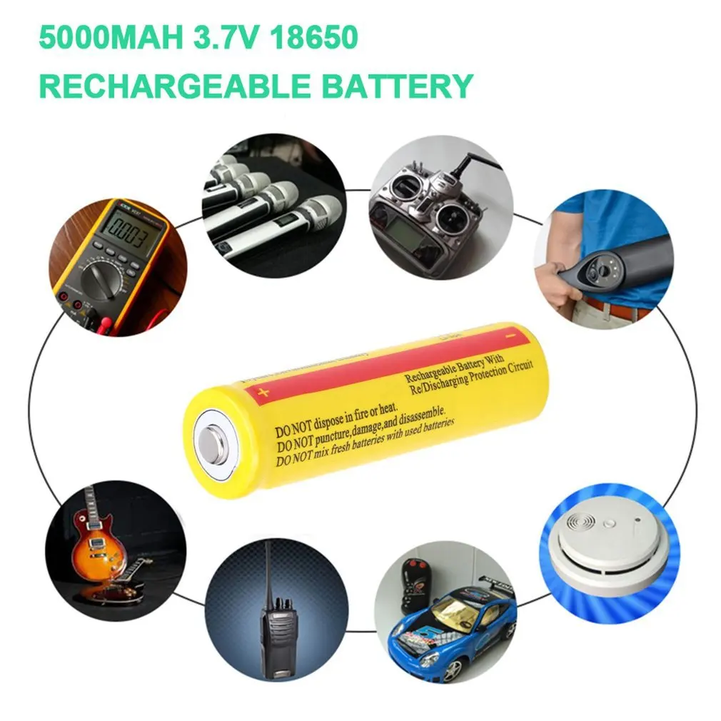 Перезаряжаемая батарея 18650 Li Ion 5000 мА · ч 3 7 В светодиодный фонарь фонарики синий