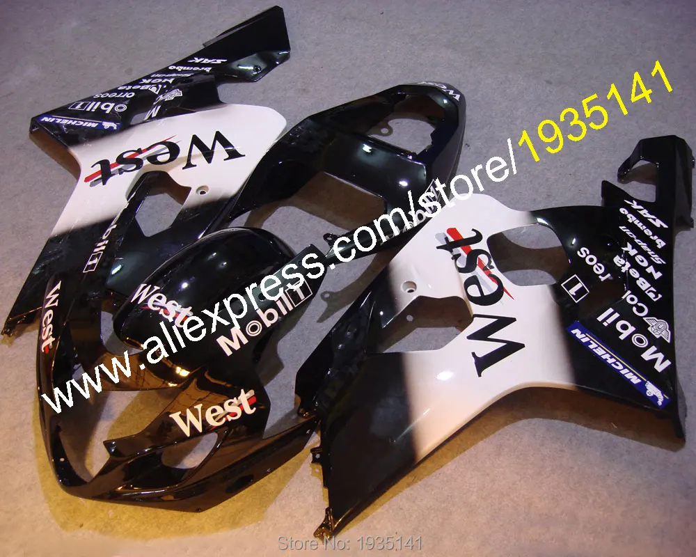 

For Suzuki K4 GSXR600 GSXR750 2004 2005 Body Kit GSX-R600/750 White Black Bodyworks Aftermarket Fairings (Injection molding)