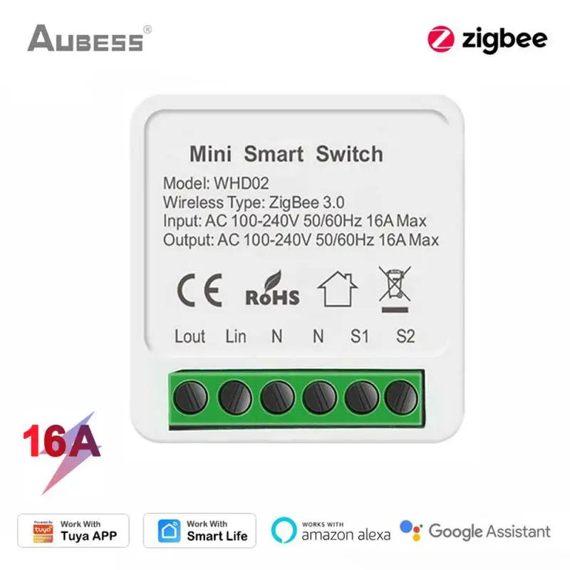 

Мини-переключатель Zigbee 16 А, 3,0 дюйма, для таймера Tuya Smart Life, модули автоматизации с беспроводным управлением, работает с Alexa Google Home