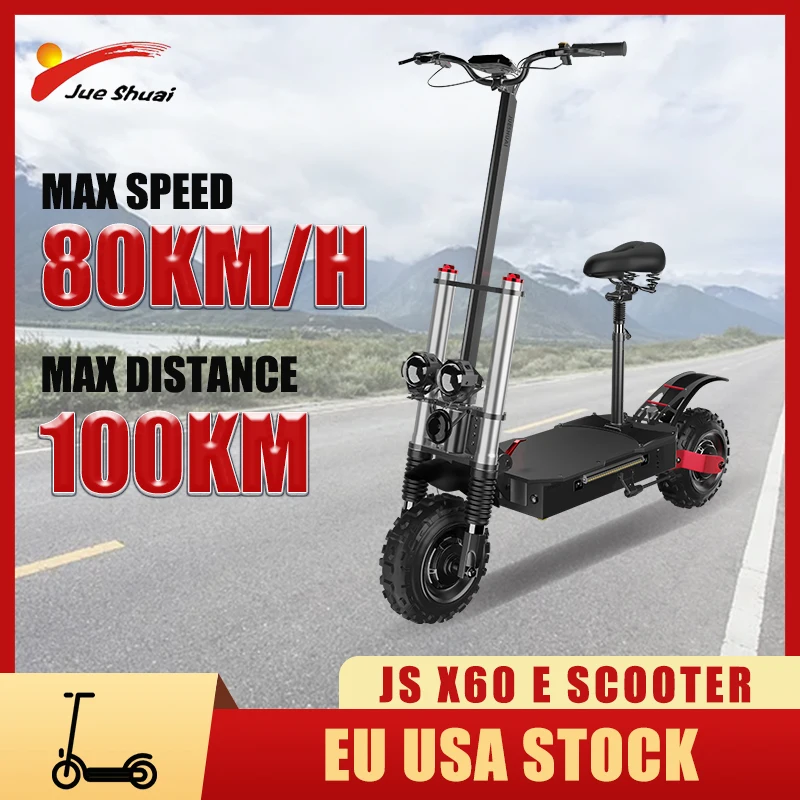 

5600W 60V Dual Motor Electric Scooter for Adults with Seat 80KM/H Max Speed 100KM Long Range Foldable E Scooter Europe Stock