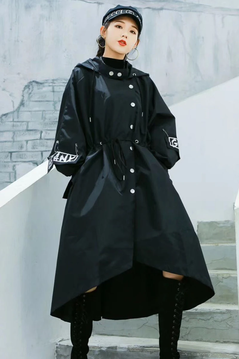 

Large size jacket women's autumn new shirt letters printed short before long tide brand windbreaker women loose casual