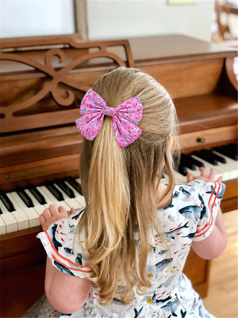 2PCS/Lot Solid Boutique Grosgrain Ribbon Girl Bow Elastic Hair Tie Clip Band DIY Accessories Best Gift 2020 | Детская одежда и