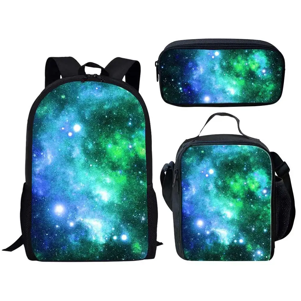 

Набор из 3 шт. школьных сумок для мальчиков и девочек, классный школьный ранец с 3D рисунком Галактики для мальчиков и девочек, сумки для книг