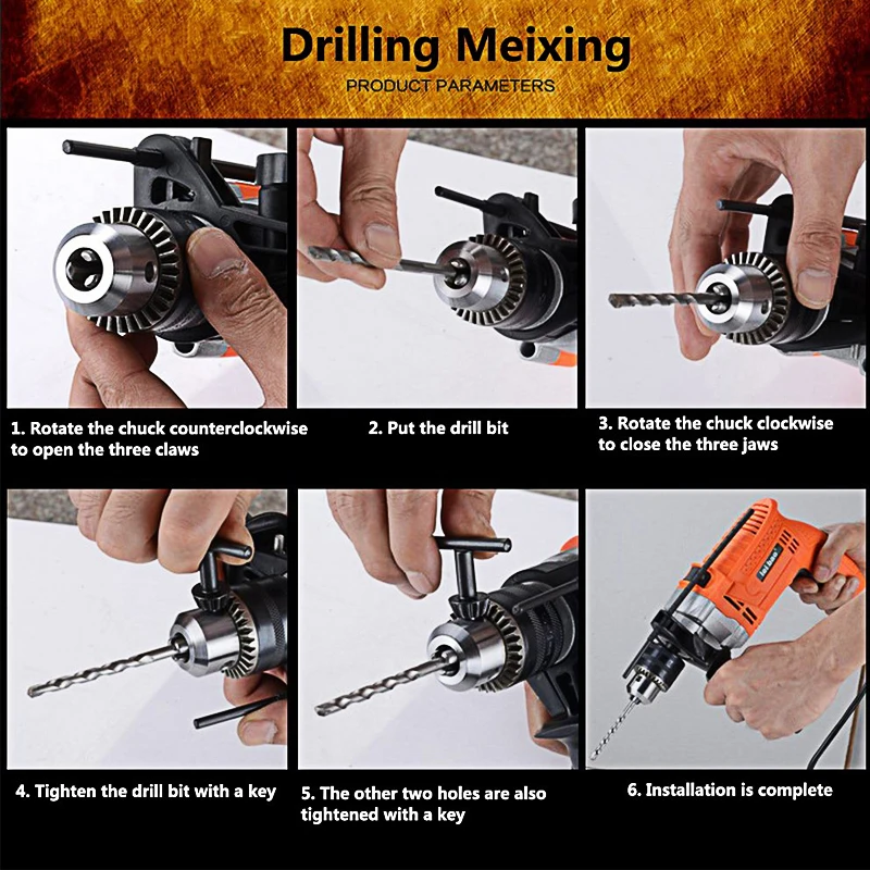 

Electric Impact Hammer Drill Rotary 220v 750W 3000r/min Household DIY Auxiliary Handle Pistol Impact Drill Power Tools
