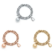 2021 classic s925 sterling silver female snake bone bracelet fashion original key lock bead chain luxury design gift for girl