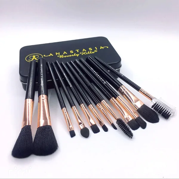 12pcs ANNA Набор кистей для макияжа, 12 шт., кисть для подводки лица, бровей, набор кистей для макияжа, Дорожный Чехол, маленькая Кисть для макияжа - Handle Color: 12pcs ANNA