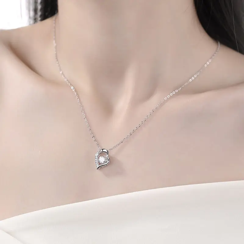 

Jazaz Fine Real 0.5 Carat D Color Moissanite Bridal Pendant Necklace 100% 925 Sterling Silver Sparkling Heart Party Gift B1035