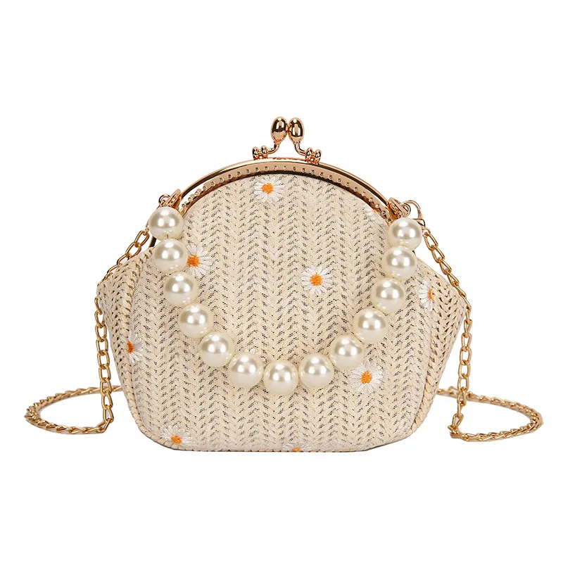 

2021 Новая роскошная женская сумка на плечо, сумки из льна с жемчугом, сумки через плечо для женщин, дизайнерские женские сумки с вышивкой