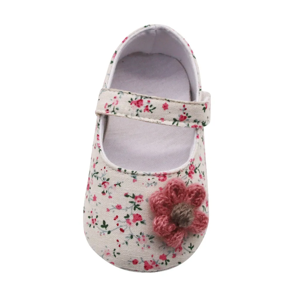 Туфли детские с аппликацией и цветочным принтом мягкая подошва ходунки для