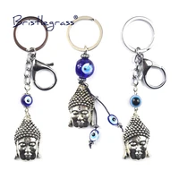 bristlegrass turkish blue evil eye buddha head key chains ring holder keychain lucky charm hanging pendant blessing protect gift