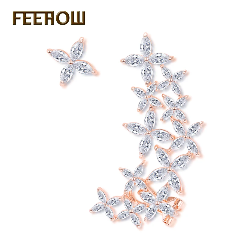 FEEHOW Milky Way Marquise серьги с фианитом куртки блестящий белый цветок со стразами